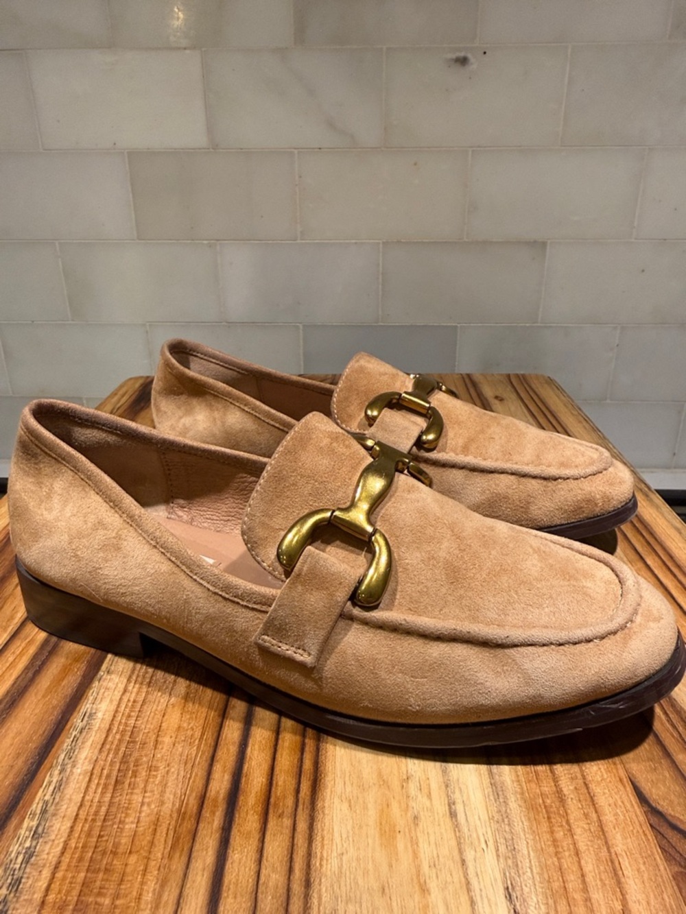 Bibilou Zagreb Suede Horsebit Loafers in Beige
